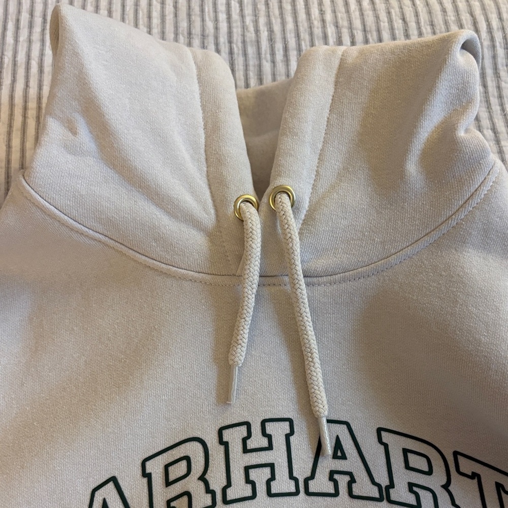 Carhartt Women’s Cream Hoodie with Green Graphic ~ Size Medium ~ EUC - Picture 5 of 7